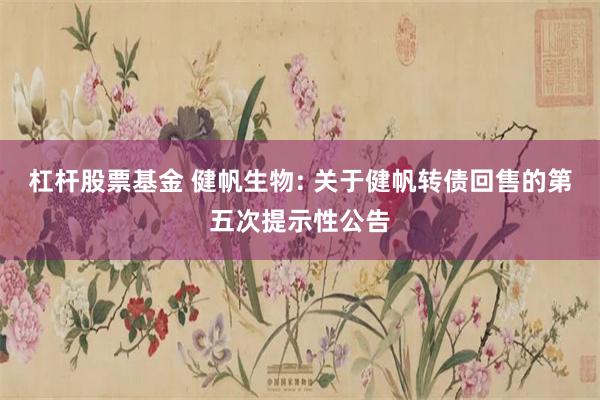 杠杆股票基金 健帆生物: 关于健帆转债回售的第五次提示性公告